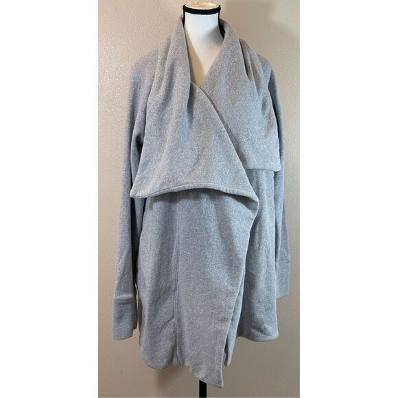Athleta Star Valley Open Front Fleece Wrap Cardigan Sweater Women's Large - Picture 3 of 13